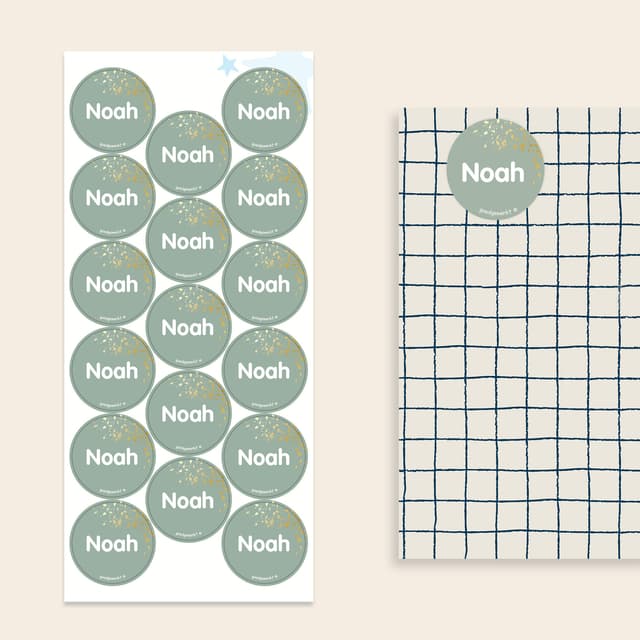 Naamstickers met goud/zilveren bedrukking